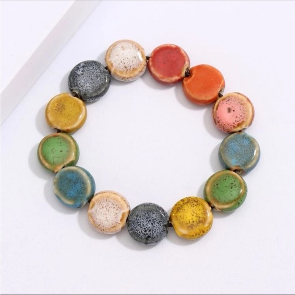 Multi-color Ceramic Disc Bracelet - Picture 2 of 4
